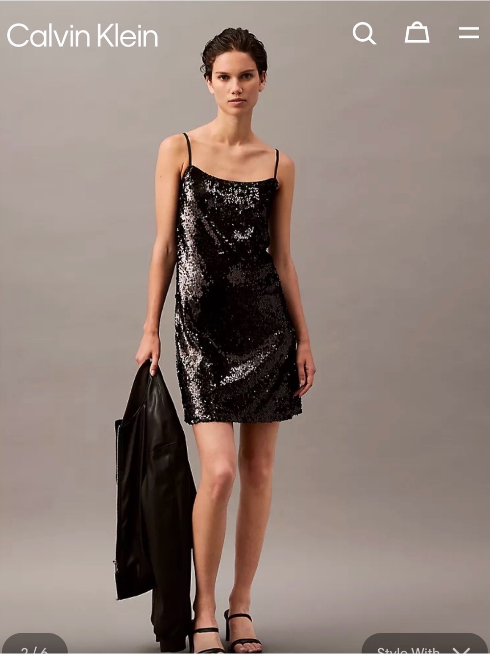 Calvin Klein Black Sequin Mini Slip Dress